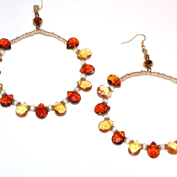 Desert Amber Drop Hoop Earrings - Picture 3 of 4